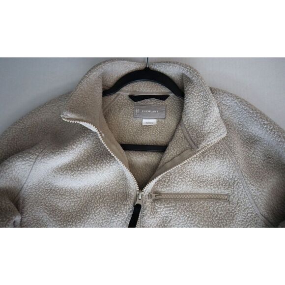 Everlane Women's Sz L Beige ReNew Faux Sherpa Teddy Fleece Full Zip Jacket - Picture 6 of 9